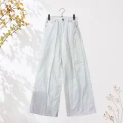 グレイル セミワイドパンツ ハイウエスト ウエストゴム 白色 9266