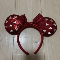 ディズニーハート型赤カチューシャ　ミニーちゃん