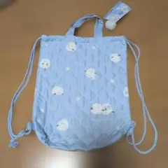 体操服バッグ ナップザック 水色 キルティング　シマエナガ新品未使用☆