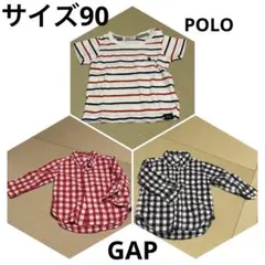 baby GAP チェック柄長袖シャツ 2枚、ポロベイビーボーダー半袖Tシャツ