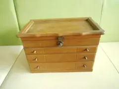 昭和レトロ 木製 アクセサリー ジュエリー ボックス 宝石箱 ヴィンテージ 鏡付