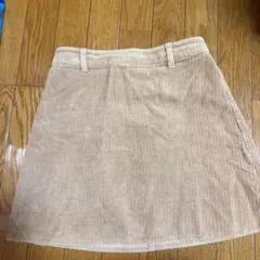 ベージュ コーデュロイ ミニスカート ウエストゴム
