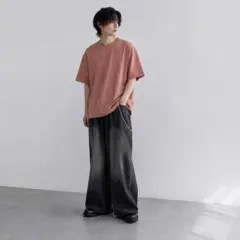 【HARE】オーバーサイズ Tシャツ ブラウン 無地 快適素材 S ゆったり