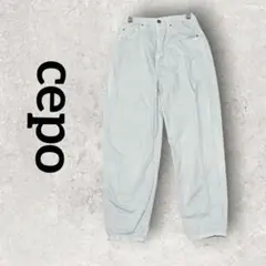 cepo デニムパンツ カジュアル ワイドテーパードパンツ (S) ホワイト
