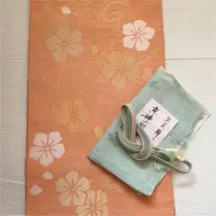 合わせやすい紗の袋帯と帯揚げ帯締めのセット　すべて正絹