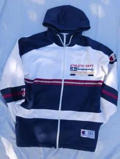 ヴィンテージChampion フルジップ パーカー ネイビー/ホワイト　O