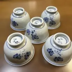 【美濃焼／有田焼】染付 蝶文 湯呑 5客セット 煎茶碗 茶器 茶道具 和食器