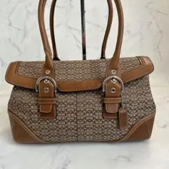 COACH トートバッグ ハンドバッグ ソーホー シグネチャー ブラウン