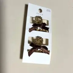CHICA ブラウンリボンヘアクリップ 2個セット