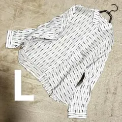 【ジャンニロジュディチェ】極美品 リネン刺繍シアーシャツ 40 ホワイト×黒のサムネイル