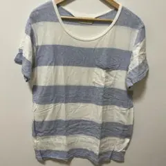 H&M 青と白のストライプ Tシャツ