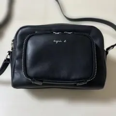 agnès b. アニエスベー ブラックレザーショルダーバッグ カメラバッグ ♡