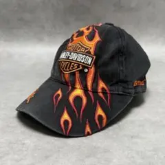 ▼00s Harley-Davidson ハーレーフレイムパターン 刺繍キャップのサムネイル
