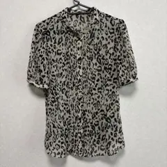 ヒョウ柄スタンドカラーシャツ 半袖