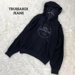 トラサルディジーンズ　パーカー　黒　42サイズ　ロゴ入り　カジュアル　1912