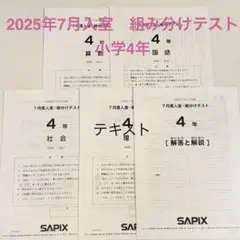 2026年最新SAPIX 4年生 7月度復習テスト 解答解説付 原紙 - メルカリ