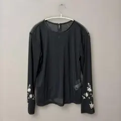Ray BEAMSブラック 刺繍入り長袖トップス