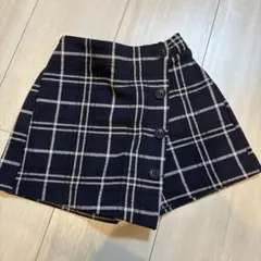キッズ チェック柄 ラップキュロット ネイビー　ZARA