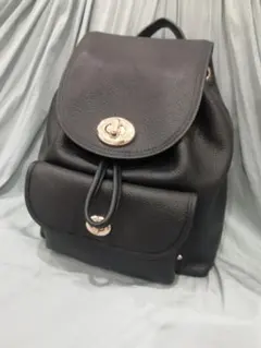 【美品】COACH　コーチ　レザー　ミニリュック　ターンロック　ネイビー