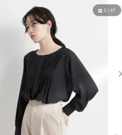 ブラック　 ふんわりタックチュニック　【美品】