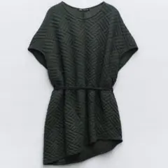 ZARA ザラ　アシンメトリーキルティングトップスペプラム　グリーン　カーキ
