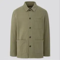 ユニクロ UNIQLO メンズ ウォッシュジャージーワークジャケット カーキ M