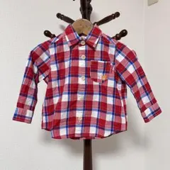 ホットビスケッツ mikihouse くまさんチェックシャツ ベビー80cm
