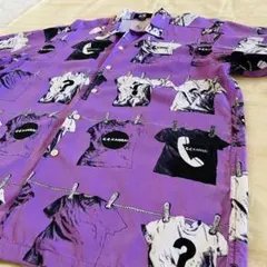 80S CC KANSAI アロハシャツ パープル 開襟 総柄 個性的 山本寛斎のサムネイル