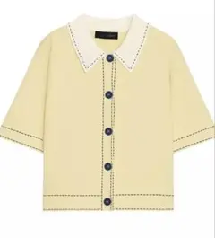 ZARA 半袖ニットカーディガン イエローのサムネイル