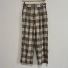 SHIPSチェック柄 ワイドパンツ ベージュ系