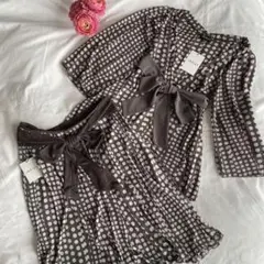 INDIVI♡セットアップ　ブラウン　7分袖チュニック　スカートスーツ　M～L