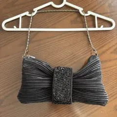 黒 プリーツデザイン パーティーバック