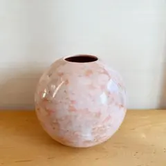 ピンクターコイズの様な陶器フラワーベース 花瓶 ヴィンテージ
