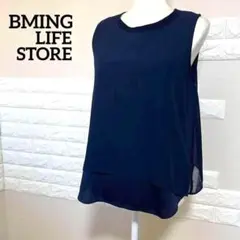 ビーミングバイビームス レディース タンクトップ シフォン ネイビー