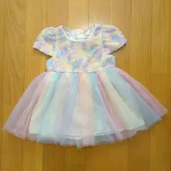 花柄チュールドレス　9-12M