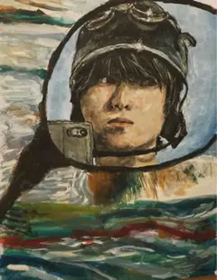 【原画】水彩画「時空の自画像」（13.5×17.0cm）手描き 一点物