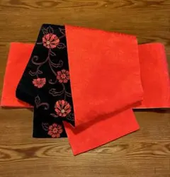 半幅帯　麻の葉蔓草花　レトロ