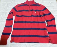 Polo Ralph Lauren 赤ネイビー ストライプ セーター M