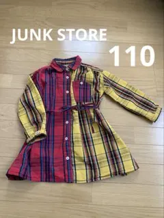 JUNK STORE110 カラフルチェック柄長袖ワンピース