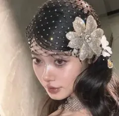 ヘッドドレス シルバー クリスタル 花 花嫁 ウエディング 結婚式 ブライダル