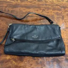 kate spade ブラックレザーショルダーバッグ　0219k10
