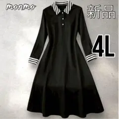 大きいサイズ　4L 5L 黒　ボーダー　ワンピース　カジュアル　秋冬　K529