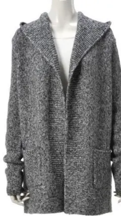 セオリー　フード付ロングカーディガン　ニットコート　コーディガン　グレー