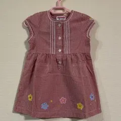 ミキハウス　ワンピース　90サイズ ギンガムチェック　花