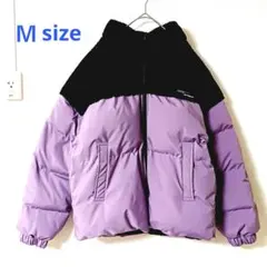 美品【SHEIN】ダウンジャケット パープル×ブラック ボア切替