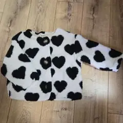 西松屋　白黒ハート柄ジャンバー 90cm