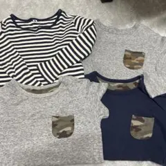 長袖カットソー 110サイズ ストライプ・迷彩