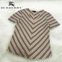美品 バーバリー ノバ ボーダー 半袖 Tシャツ カットソー Vネック y2k