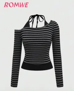 ROMWE ストライプ オフショルダー 長袖
