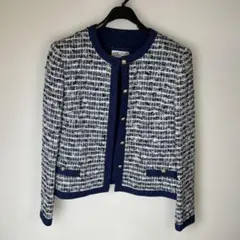 REINE ノーカラージャケット ネイビー/ホワイト（シャネルスーツ）